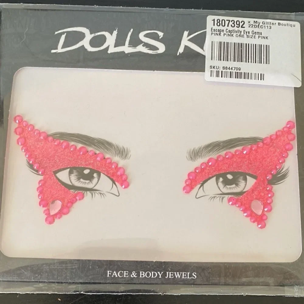 Dolls Kill Escape Captivity & Hottie Status Pink Glitter Eye Gem Bundle Two Pack